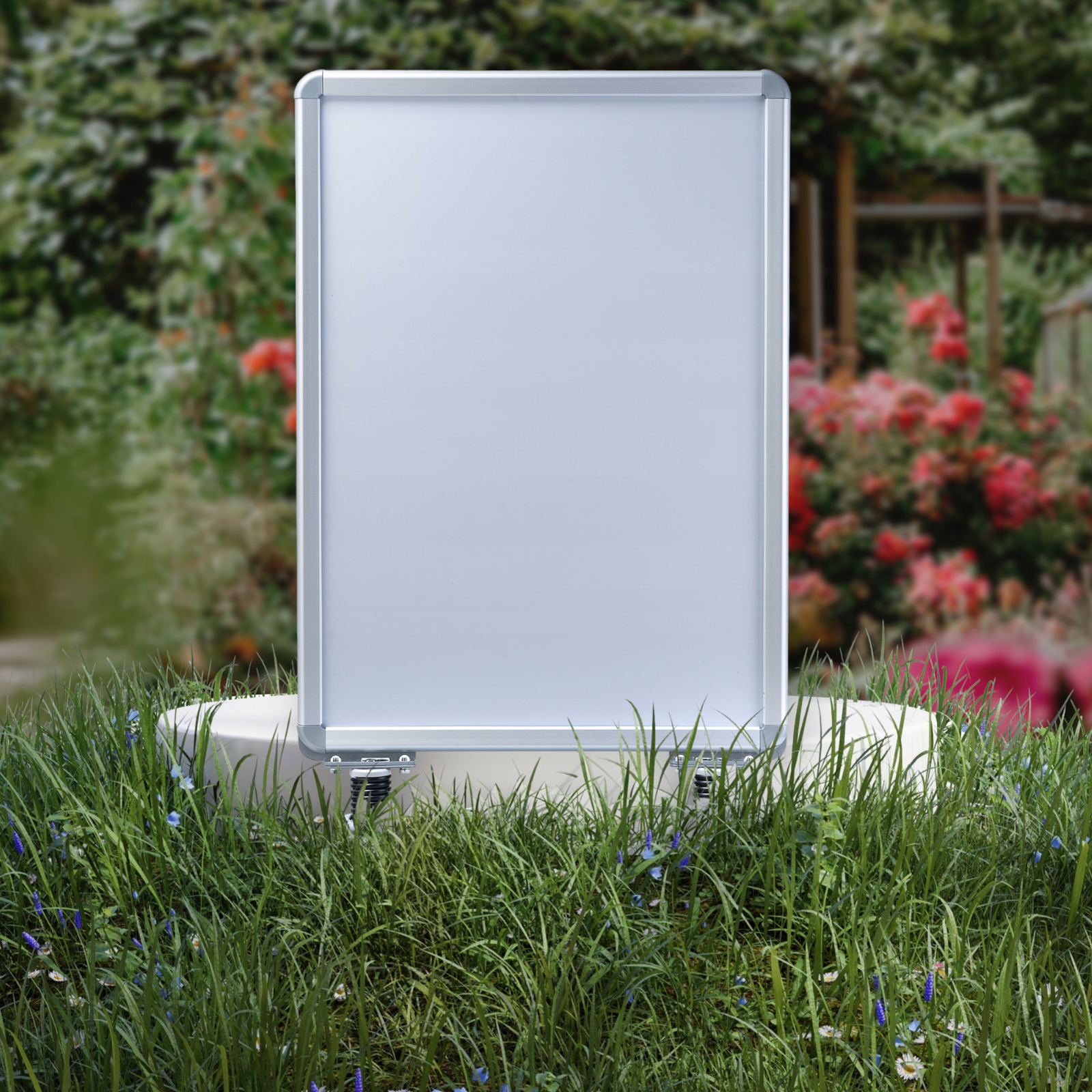 SREBRNY POTYKACZ WATERBASE STOJAK REKLAMOWY DWUSTRONNY ALUMINIOWY OWZ A1 59,4x84,1 cm - obrazek 4